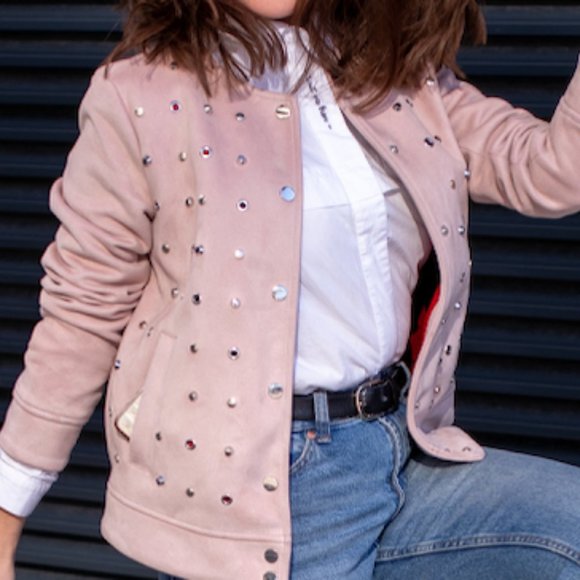 Zara pink suede bomber jacket, size S (US 4) - Picture 4 of 14